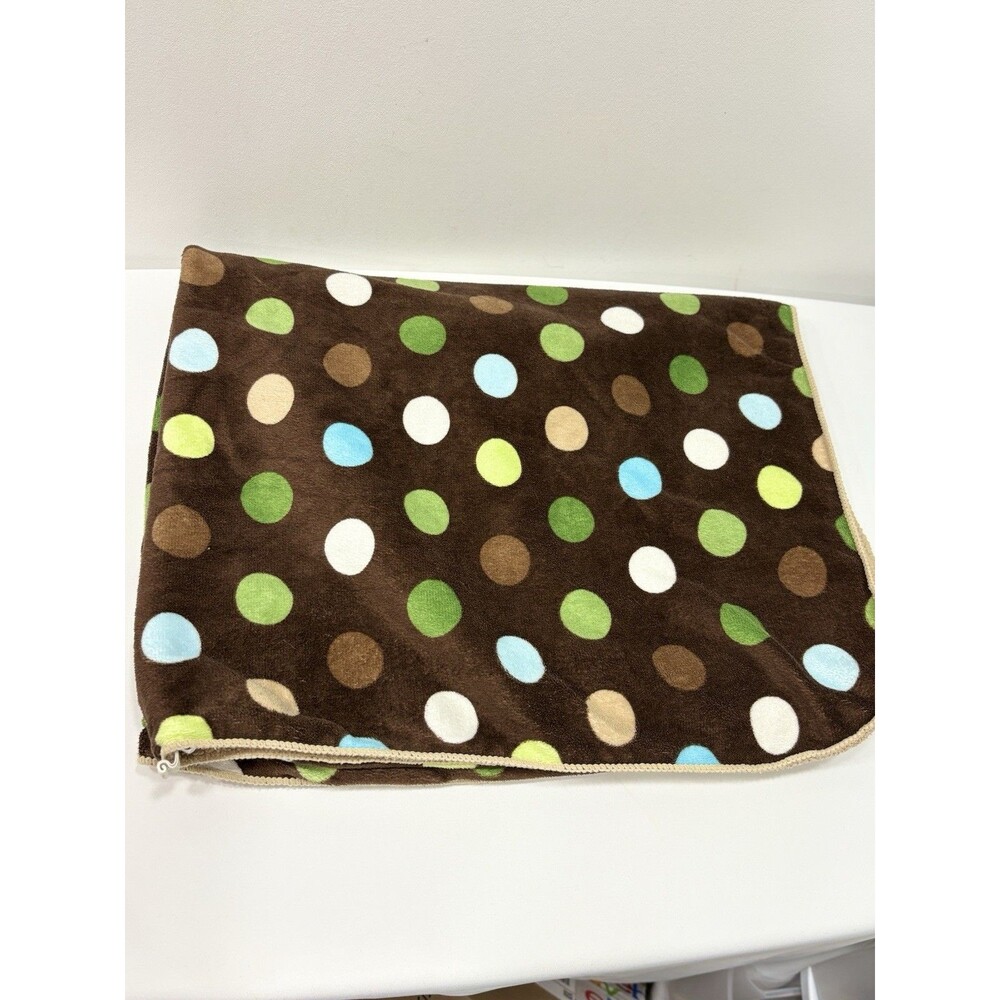 Circo Target Brown Tan Sherpa Polka Dot Baby Blanket White Aqua Green
